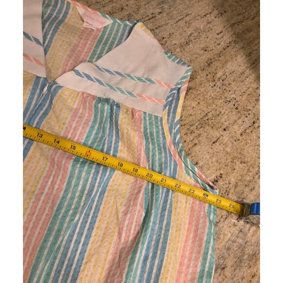 Vtg Lindsay Jordan Pastel Zip up House Coat Robe Sz 24W Button Candy Look Pocket - Picture 3 of 15